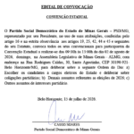 Edital de Convocação para a Convenção do Partido Social Democrático do Estado de Minas Gerais – PSD/MG